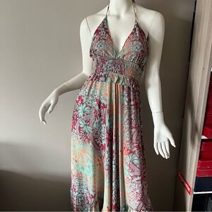 NEHA Floral Halter Maxi Dress